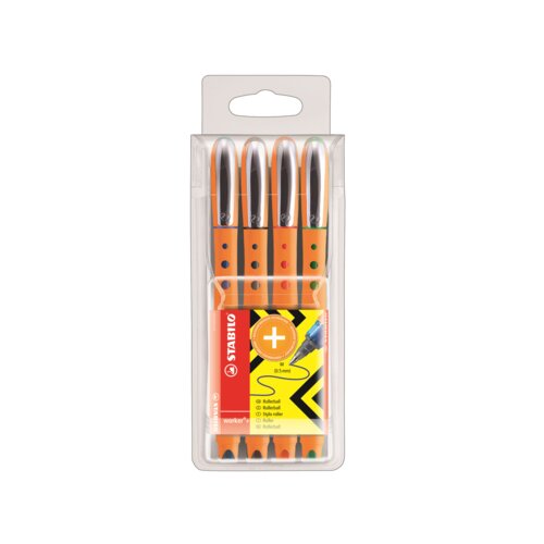 STABILO® Tintenroller worker®+ medium 4 St./Pack.