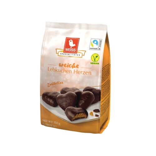 Weiss Gebäck Lebkuchen Herzen Zartbitter