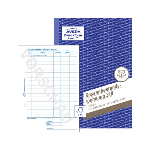 Avery Zweckform Kassenabrechnung 318