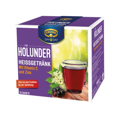 KRÜGER DAY by DAY Nahrungsergänzungsmittel Heißgetränk Holunder Vitamin C, Zink