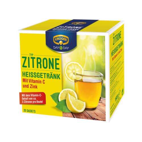 KRÜGER DAY by DAY Nahrungsergänzungsmittel Heißgetränk Zitrone Vitamin C, Zink