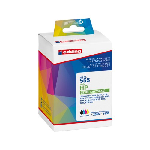 edding Tintenpatrone Kompatibel mit HP 953XL schwarz, cyan, magenta, gelb
