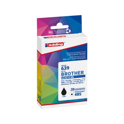 edding Tintenpatrone Kompatibel mit Brother LC-3213BK schwarz