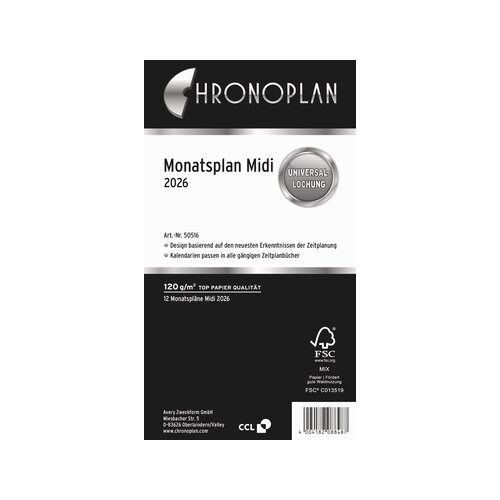 Chronoplan Einlage Kalender 2026 Midi