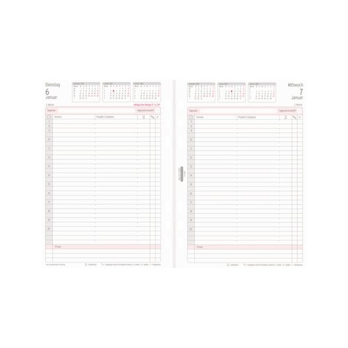 Chronoplan Einlage Kalender DIN A5 2026
