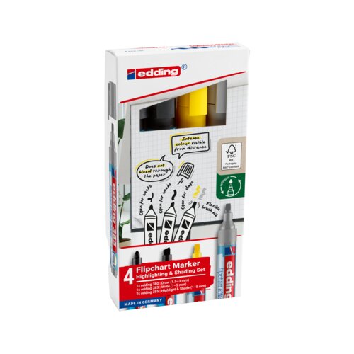 edding Schreibgeräteset Highlighting & Shading Set 4 St./Pack.