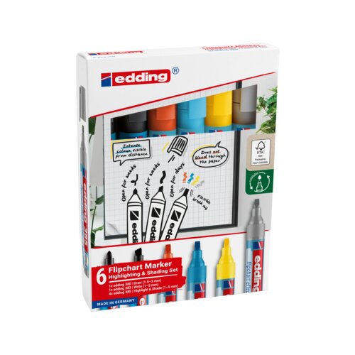 edding Schreibgeräteset Highlighting & Shading Set 6 St./Pack.