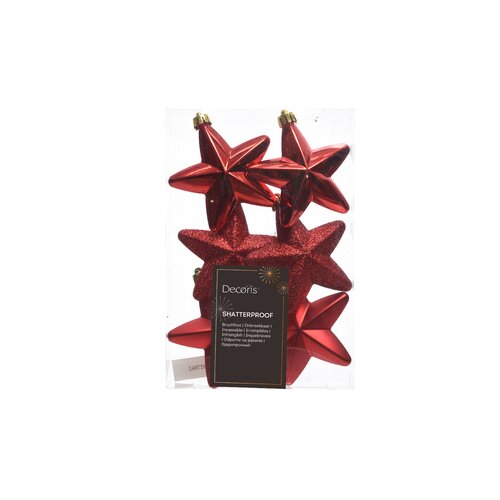 DECORIS Christbaumschmuck Stern Mix 6 St./Pack.