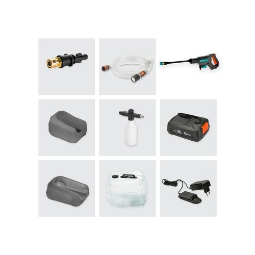 GARDENA Mitteldruckreiniger AquaClean 24/18V P4A Premium Set mit Akkupack