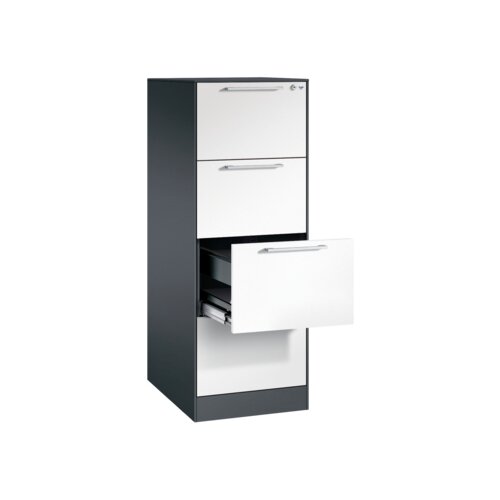 C+P Hängeregistraturschrank Asisto 440 x 1.298 x 600 mm (B x H x T) verkehrsweiß schwarzgrau