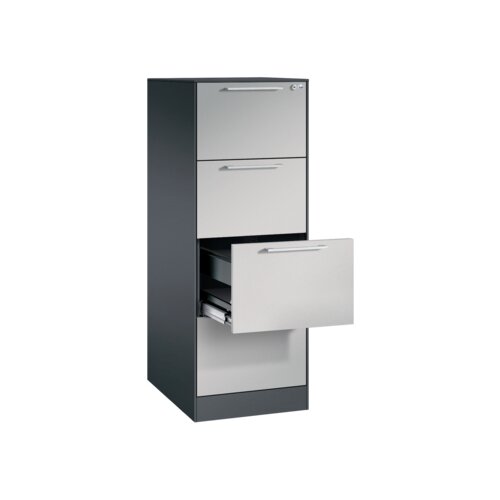 C+P Hängeregistraturschrank Asisto 440 x 1.298 x 600 mm (B x H x T) weißaluminium schwarzgrau