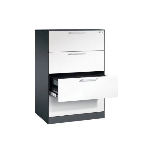 C+P Hängeregistraturschrank Asisto 800 x 1.298 x 600 mm (B x H x T) verkehrsweiß schwarzgrau