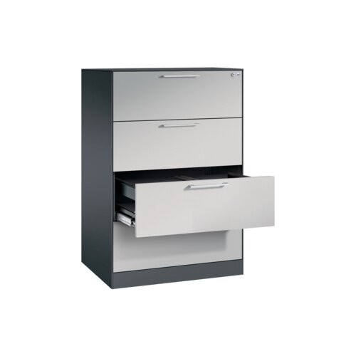 C+P Hängeregistraturschrank Asisto 800 x 1.298 x 600 mm (B x H x T) weißaluminium schwarzgrau