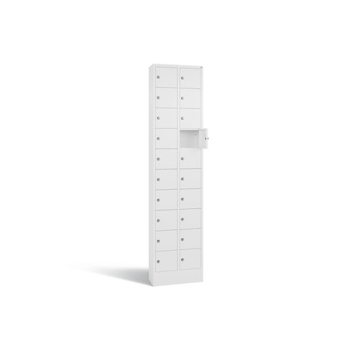 C+P Schließfachschrank Intro mit Sockel 20 Fächer verkehrsweiß