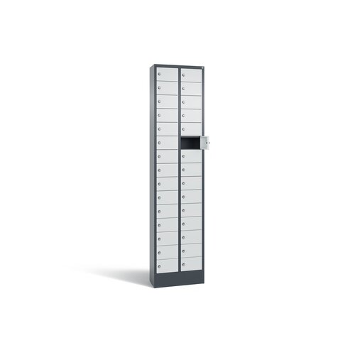 C+P Schließfachschrank Intro mit Sockel 30 Fächer anthrazitgrau