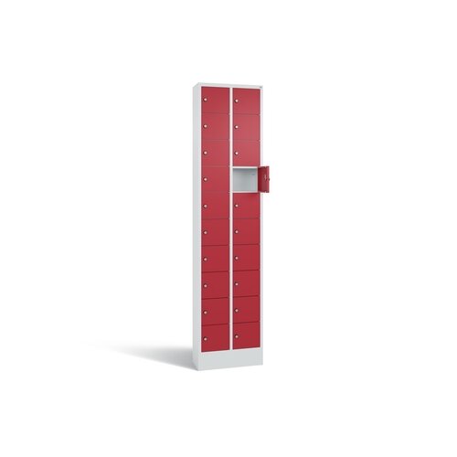 C+P Schließfachschrank Intro mit Sockel 20 Fächer lichtgrau
