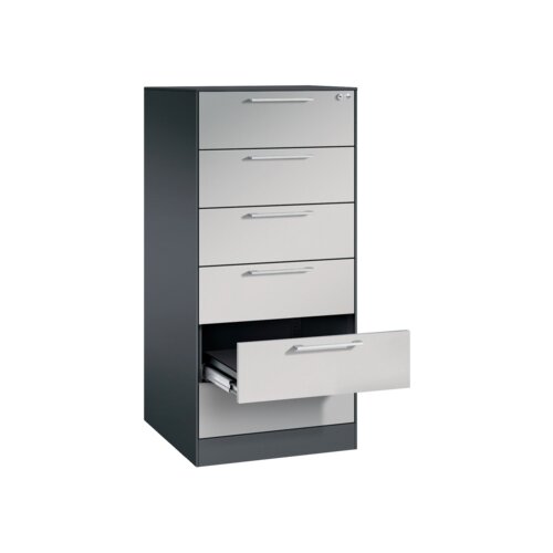 C+P Karteischrank Asisto 562 x 1.298 x 600 mm (B x H x T) DIN A5 quer schwarzgrau