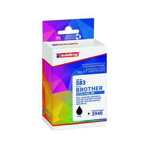 edding Tintenpatrone Kompatibel mit Brother LC-3219XL-BK schwarz
