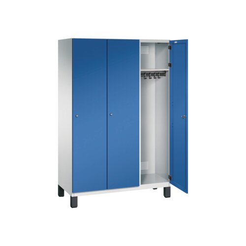 C+P Kleiderspind Cambio mit Standfuß 1.200 x 1.980 x 525 mm (B x H x T) 3 Abteile lichtgrau