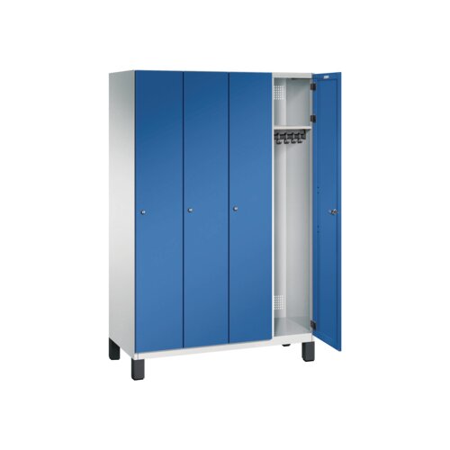 C+P Kleiderspind Cambio mit Standfuß 1.200 x 1.980 x 525 mm (B x H x T) 4 Abteile lichtgrau