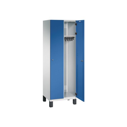 C+P Kleiderspind Cambio mit Standfuß 600 x 1.980 x 525 mm (B x H x T) 2 Abteile lichtgrau