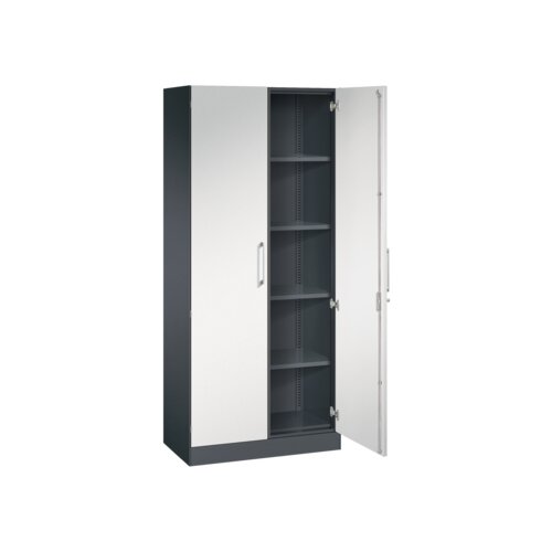 C+P Flügeltürenschrank Asisto 800 x 1.980 x 435 mm (B x H x T) schwarzgrau