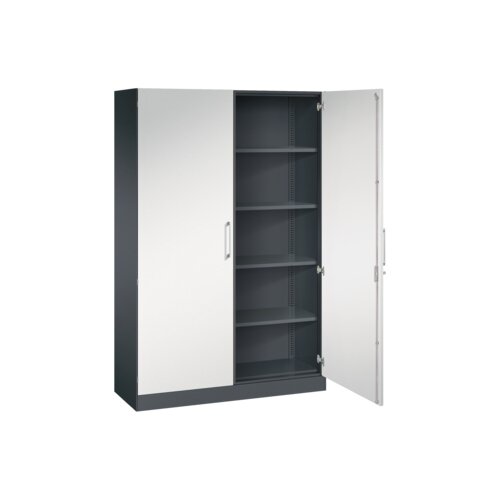 C+P Flügeltürenschrank Asisto 1.200 x 1.980 x 435 mm (B x H x T) schwarzgrau
