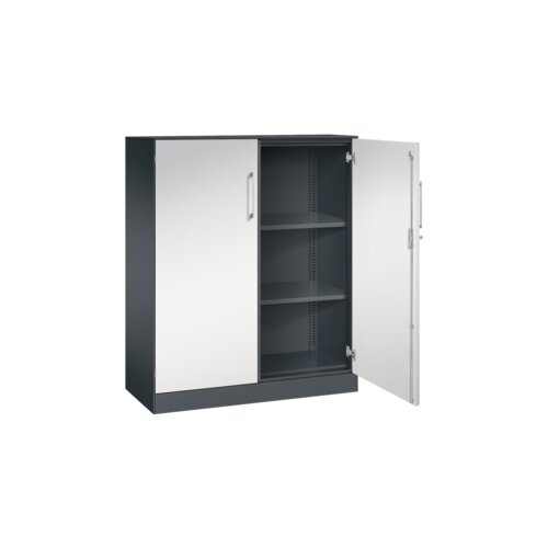 C+P Flügeltürenschrank Asisto 1.000 x 1.310 x 435 mm (B x H x T) schwarzgrau