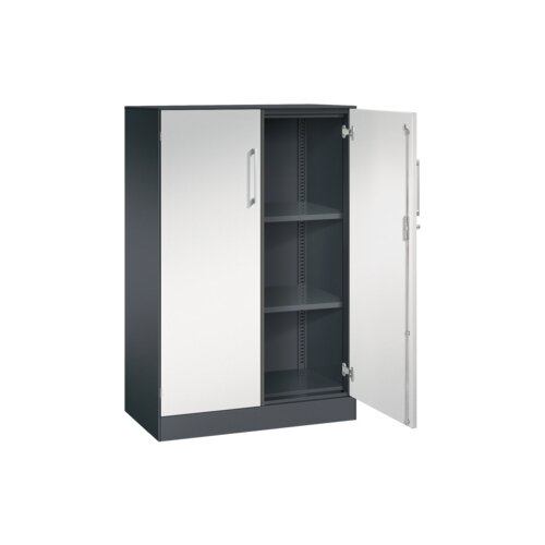 C+P Flügeltürenschrank Asisto 800 x 1.310 x 435 mm (B x H x T) schwarzgrau