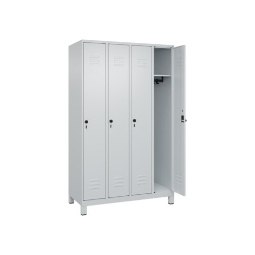 C+P Kleiderspind Classic PLUS mit Standfuß 1.200 x 1.950 x 500 mm (B x H x T) verkehrsweiß