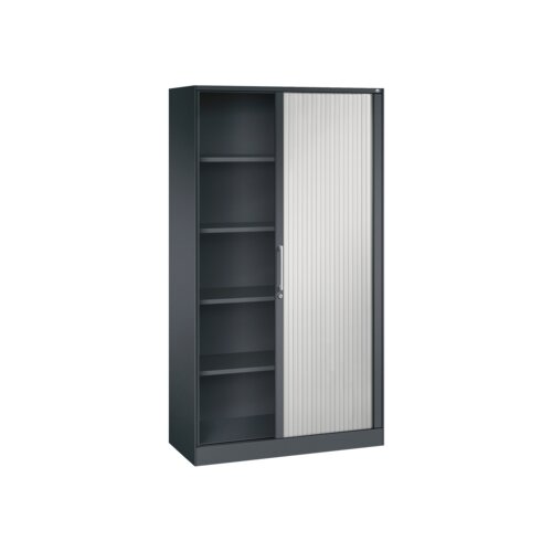 C+P Rollladenschrank Asisto 5 Ordnerhöhen 1.000 x 1.980 x 435 mm (B x H x T) schwarzgrau