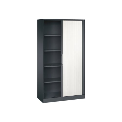 C+P Rollladenschrank Asisto 5 Ordnerhöhen 1.000 x 1.980 x 435 mm (B x H x T) schwarzgrau