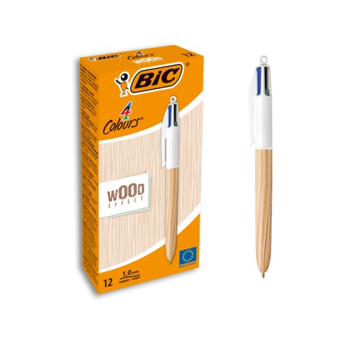 BIC® Mehrfarbkugelschreiber 4 Colours® Wood Style