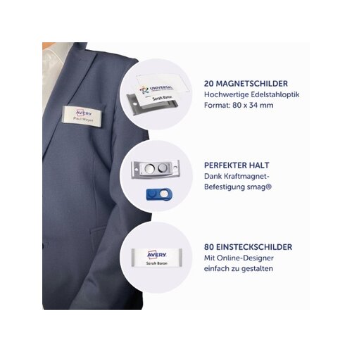 Avery Zweckform Namensschild polar® classic 80 x 34 mm (B x H) 20 St./Pack.