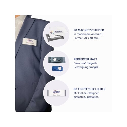 Avery Zweckform Namensschild polar® classic 70 x 30 mm (B x H) 20 St./Pack.