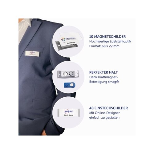 Avery Zweckform Namensschild polar® classic 68 x 22 mm (B x H) 10 St./Pack.