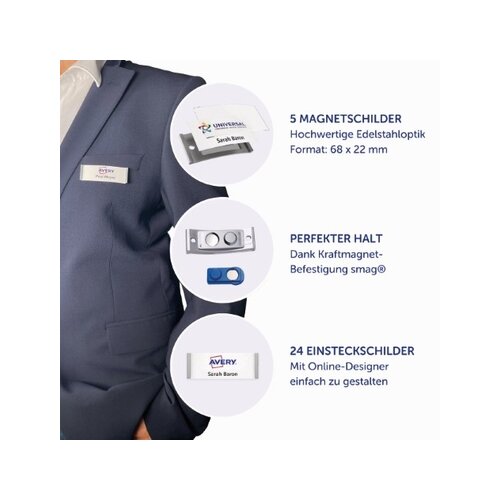 Avery Zweckform Namensschild polar® classic 68 x 22 mm (B x H) 5 St./Pack.