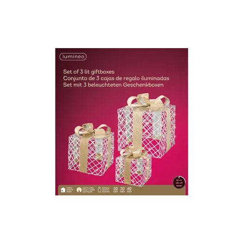 LUMINEO Lichtfigur Geschenkschachtel silber