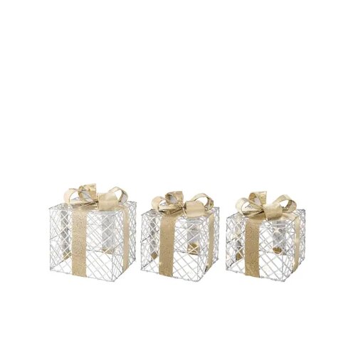 LUMINEO Lichtfigur Geschenkschachtel silber