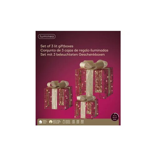 LUMINEO Lichtfigur Geschenkschachtel rot