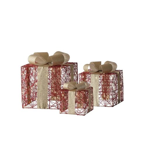 LUMINEO Lichtfigur Geschenkschachtel rot