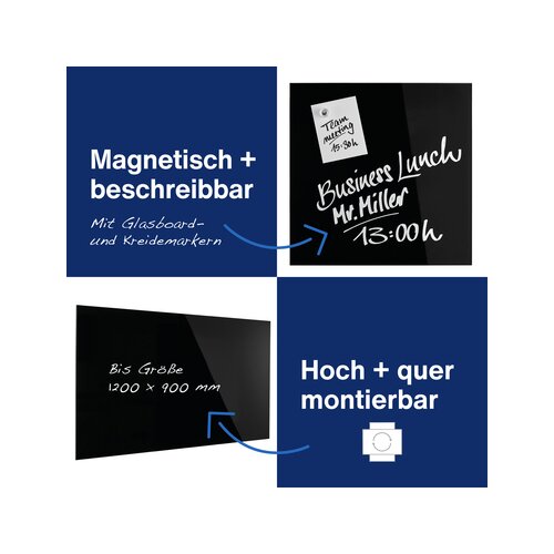 magnetoplan® Glasboard Design tiefschwarz
