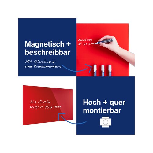 magnetoplan® Glasboard Design intensivrot