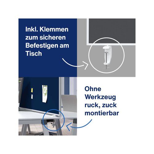 magnetoplan® Tischtrennwand VarioPin 160 x 50 cm (B x H)
