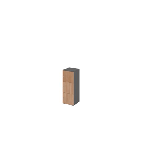 Hammerbacher Schließfachschrank 400 x 1.100 x 420 mm (B x H x T) 3 Fächer nussbaum