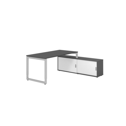 Hammerbacher Schreibtischkombination RSE16 Farbe der Tischplatte graphit Farbe des Korpus graphit Farbe des Gestells silber