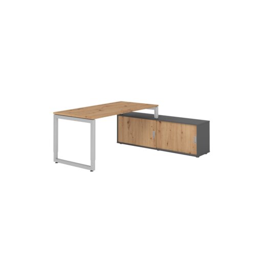 Hammerbacher Schreibtischkombination RSE16 Farbe der Tischplatte asteiche Farbe des Korpus graphit Farbe des Gestells silber