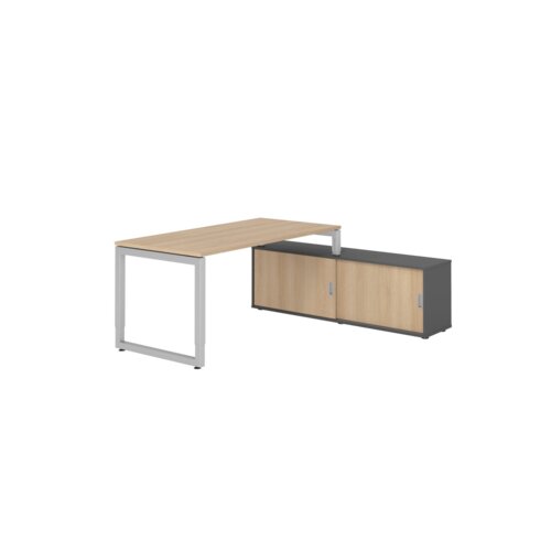 Hammerbacher Schreibtischkombination RSE16 Farbe der Tischplatte eiche Farbe des Korpus graphit Farbe des Gestells silber