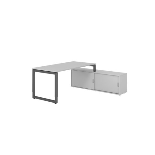 Hammerbacher Schreibtischkombination RSE16 Farbe der Tischplatte grau Farbe des Korpus grau Farbe des Gestells graphit