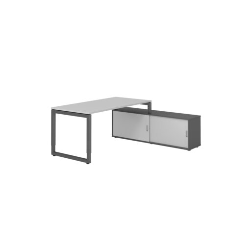 Hammerbacher Schreibtischkombination RSE16 Farbe der Tischplatte grau Farbe des Korpus graphit Farbe des Gestells graphit